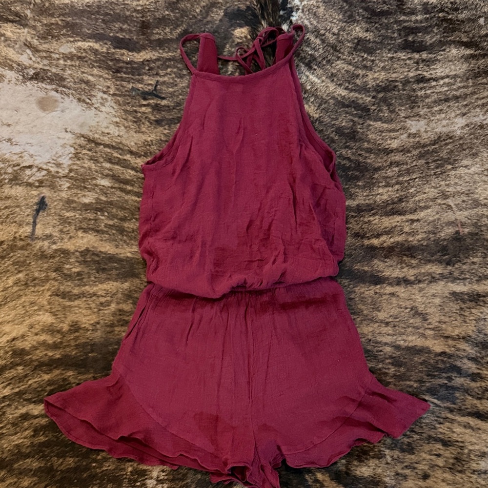 Wishlist Burgundy Halter Romper